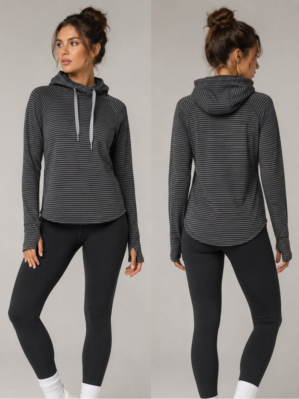 Columbia Omni-Wick Advanced Evaporation Striped Hoodie Gray Pullover Small